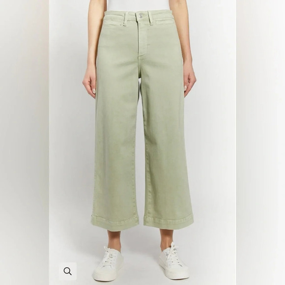 Oat New York Greer Cropped Wide Leg Jeans in Color Soft Mint - Picture 1 of 2